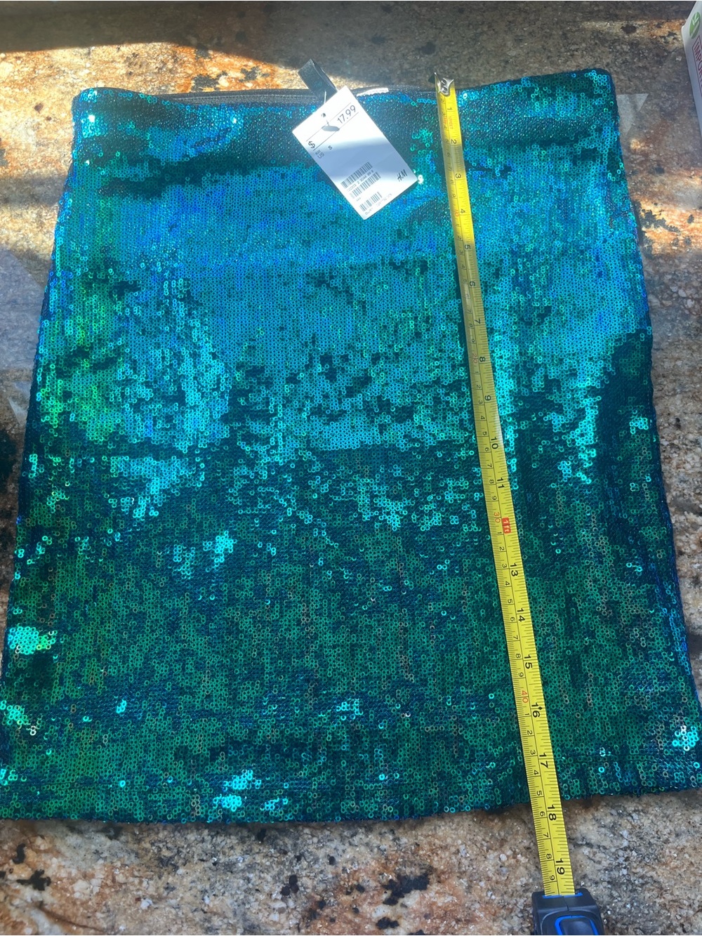 H&M Iridescent Green-Blue Sequin Mini Skirt size Small